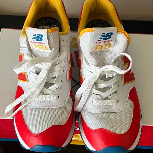 New Balance Red and Yellow Athletic Shoes with Chunky Sole - Picture 4 of 13